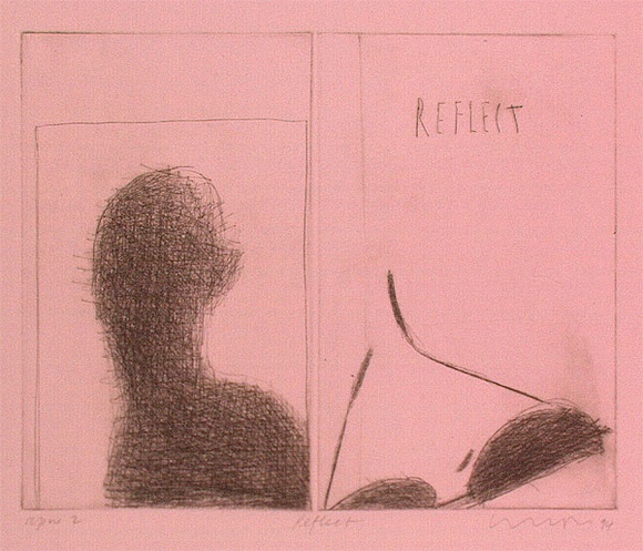 Artist: b'Lincoln, Kevin.' | Title: b'Reflect' | Date: 1994 | Technique: b'etching, printed in black ink, from two plates'