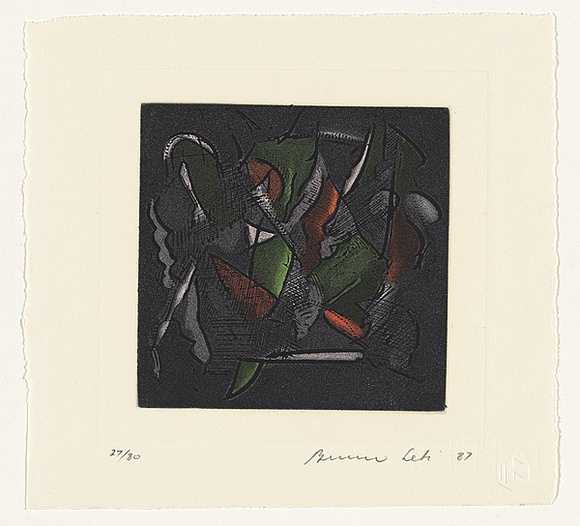 Title: b'not titled [limited edition abstract etching and aquatint]' | Date: 1987 | Technique: b'etching and aquatint, printed in colour, from multiple plates'