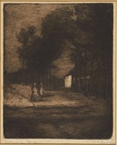 Artist: b'TRAILL, Jessie' | Title: b'The roadside, Flanders' | Date: 1907 | Technique: b'etching, drypioint and foul biting, printed in brown ink with plate-tone, from one plate'