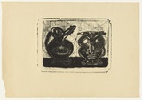 Artist: SELLBACH, Udo | Title: Two ornamental vases | Date: 1952 | Technique: lithograph, printed in black ink, from one stone