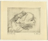 Artist: SELLBACH, Udo | Title: (Crouching body) | Date: (1965) | Technique: etching with burnishing printed in black ink, from one plate
