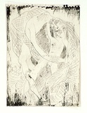 Artist: Gleeson, James. | Title: (Two twisted figures with a net) | Date: c.1967 | Technique: monotype, printed in black ink, from one plate