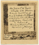 Artist: TRAILL, Jessie | Title: Possum time (invitation acceptance). | Date: 1930 | Technique: etching, printed in brown ink, with plate-tone, from one plate
