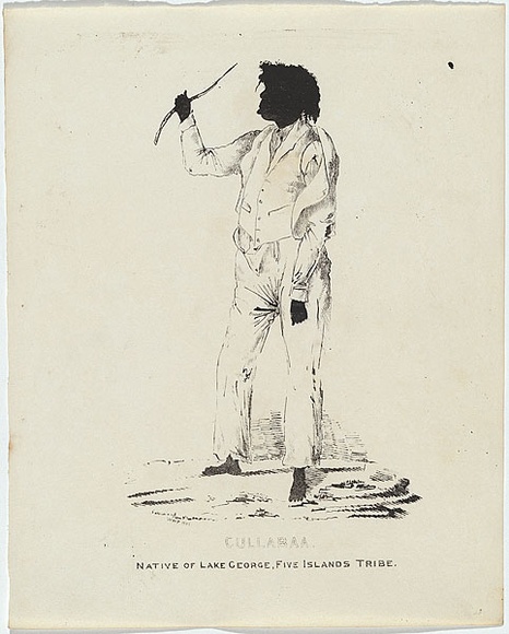 Artist: b'Fernyhough, William.' | Title: b'Cullabaa, native of Lake George, Five Islands Tribe.' | Date: 1836 | Technique: b'pen-lithograph, printed in black ink, from one zinc plate'