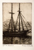 Artist: McDonald, Sheila. | Title: The schooner | Date: 1930s | Technique: etching, aquatint printed in brown ink with plate-tone