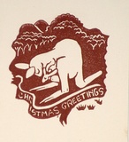 Artist: b'OGILVIE, Helen' | Title: b'Greeting card: Christmas' | Technique: b'linocut, printed in brown ink, from one block'