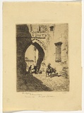 Artist: LINDSAY, Lionel | Title: The Moor's gate, Granada | Date: 1919 | Technique: etching, printed in brown ink with plate-tone, from one plate | Copyright: Courtesy of the National Library of Australia