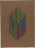 Artist: Flugelman, Bert. | Title: (Cube in mesh). | Date: 1972 | Technique: screenprint, printed in colour, from six stencils | Copyright: © Bert Flugelman