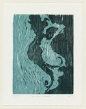 Artist: Mourtzios, Debbie. | Title: Fountain cherub | Date: 1999, November | Technique: woodcut, printed in colour, from two blocks | Copyright: © Debbie Mourtzios