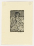 Artist: WILLIAMS, Fred | Title: Woman filing her nails | Date: 1955-56 | Technique: etching, deep etch and engraving, printed in black ink, from one copper plate | Copyright: © Fred Williams Estate