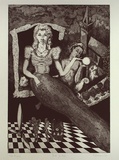 Artist: Gimour, Geoff. | Title: Birth of Mel | Date: 1987 | Technique: etching and aquatint, printed in black ink, from one plate