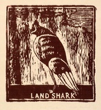 Artist: b'MACKELL, Kim' | Title: b'Land shark' | Date: 1988 | Technique: b'woodcut'