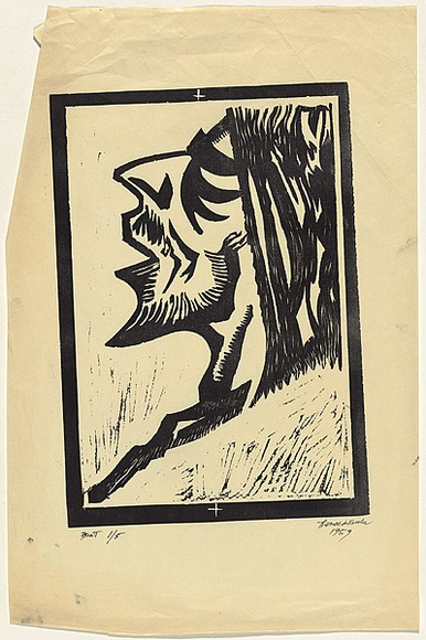 Title: b'Christ' | Date: 1959 | Technique: b'linocut, printed in black ink, from one block'