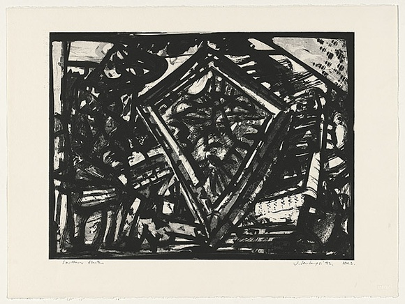 Artist: b'Senbergs, Jan.' | Title: b'Southern bluster' | Date: 1992 | Technique: b'etching, printed in black ink, from one plate' | Copyright: b'\xc2\xa9 Jan Senbergs'