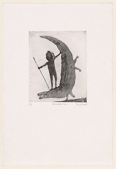 Artist: Shead, Garry. | Title: Crocodile man | Date: 1998, September | Technique: etching and aquatint, printed in black ink, from one plate | Copyright: © Garry Shead