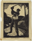 Artist: b'Buzacott, Nutter.' | Title: b'Queensland road worker.' | Date: c.1931 | Technique: b'linocut, printed in black ink, from one block'