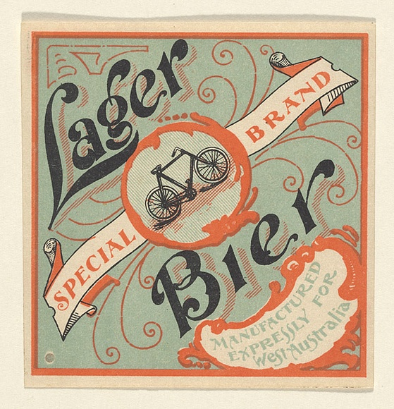 Artist: b'UNKNOWN' | Title: b'Label: Lager bier' | Date: c.1920 | Technique: b'lithograph, printed in colour, from multiple stones [or plates]'
