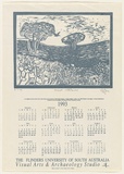 Artist: b'Giles (Kurwingie), Kerry.' | Title: b'Desert wildflowers' | Date: 1992, 2 November | Technique: b'photo-screenprint (from linocut), printed in blue ink, from one screen'