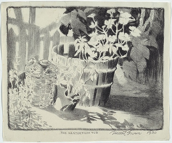 Artist: b'Brown, Vincent.' | Title: b'The nasturtium tub.' | Date: 1930 | Technique: b'lithograph, printed in black ink, from one zinc plate'