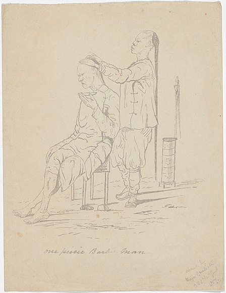 Artist: b'UNKNOWN, Artist' | Title: b'One piecie barber man' | Date: 1857 | Technique: b'lithograph, printed in light black ink, from one stone'