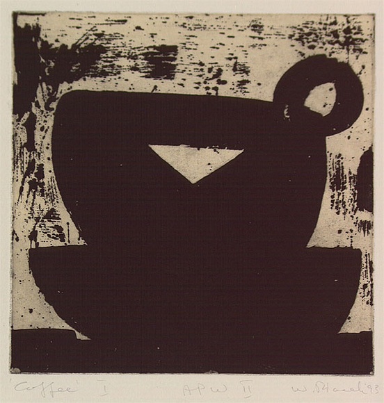 Artist: b'Placek, Wes.' | Title: b'Coffee I' | Date: 1993, July | Technique: b'etching, printed in black ink, from one plate' | Copyright: b'\xc2\xa9 Wes Placek c/- Wesart, Melbourne'