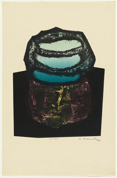 Artist: b'KING, Grahame' | Title: b'not titled' | Date: 1979 | Technique: b'lithograph, printed in colour, from four stones [or plates]'