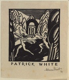 Artist: FEINT, Adrian | Title: Bookplate: Patrick White. | Date: 1931 | Technique: wood-engraving, printed in black ink, from one block | Copyright: Courtesy the Estate of Adrian Feint