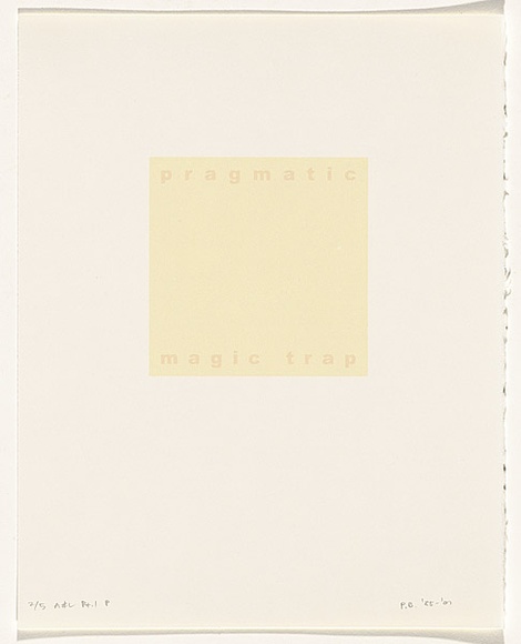 Artist: b'Burgess, Peter.' | Title: b'pragmatic: magic trap.' | Date: 2001 | Technique: b'computer generated inkjet prints, printed in colour, from digital files'