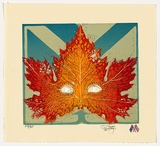 Artist: b'Tremblay, Theo.' | Title: b'not titled [autumnal leaf]' | Date: 1981 | Technique: b'linocut, printed in colour, from four blocks'