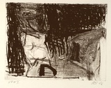 Artist: Tomescu, Aida. | Title: not titled [abstract figurative form] | Date: 1986 | Technique: etching, roullette and drypoint, printed in black ink, from one plate | Copyright: © Aida Tomescu