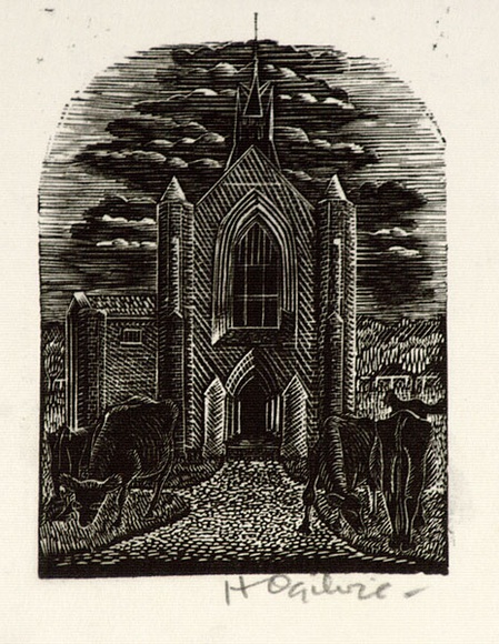 Artist: b'OGILVIE, Helen' | Title: b'College idyll.' | Date: (1953) | Technique: b'wood-engraving, printed in black ink, from one block'