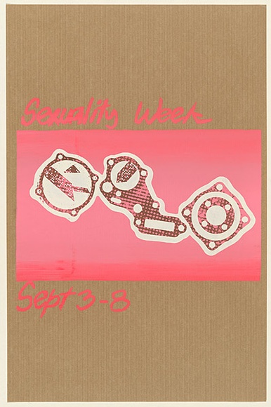Artist: b'UNKNOWN (UNIVERSITY OF QUEENSLAND STUDENT WORKSHOP)' | Title: b'Sexuality week: Sept 3 - 8' | Date: c.1980 | Technique: b'screenprint, printed in colour, from multiple stencils'