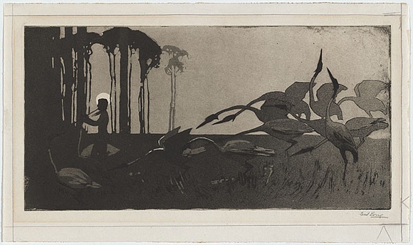 Artist: b'LONG, Sydney' | Title: b'The Spirit of the plains' | Date: 1919 | Technique: b'aquatint and drypoint, printed in black ink, from one copper plate' | Copyright: b'Reproduced with the kind permission of the Ophthalmic Research Institute of Australia'