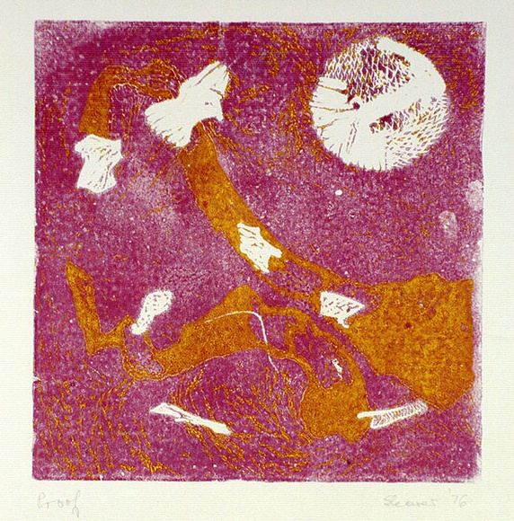 Artist: b'SHEARER, Mitzi' | Title: b'not titled' | Date: 1976 | Technique: b'linocut, printed in colour, from two blocks'