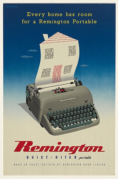 Artist: b'Bainbridge, John.' | Title: b'Remington Quiet-Riter portable: every home has room for a Remington portable.' | Date: (1957) | Technique: b'photo-lithograph'
