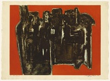 Artist: b'Brown, Geoffrey' | Title: b'Park bench.' | Date: c.1968 | Technique: b'etching, printed in black ink, from one plate'