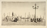 Artist: b'LINDSAY, Lionel' | Title: b'Venice from San Giorgio' | Date: 1938 | Technique: b'etching, printed in warm black ink with plate-tone, from one plate, from one plate; with additions in pencil' | Copyright: b'Courtesy of the National Library of Australia'