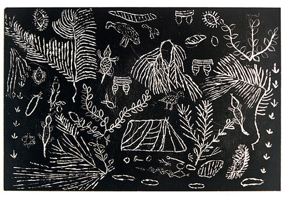 Artist: b'Petyarre, Audrey.' | Title: b'not titled [No.56]' | Date: 1990 | Technique: b'woodcut, printed in black ink, from one block'