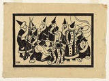 Artist: Blackburn, Vera. | Title: Mongols of the Koko Nor. | Date: 1935, July | Technique: linocut, printed in black ink, from one block | Copyright: © Vera Blackburn