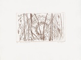 Artist: MEYER, Bill | Title: Dam rising through trees | Date: 1988 | Technique: line etching, printed in brown ink, from one zinc plate | Copyright: © Bill Meyer