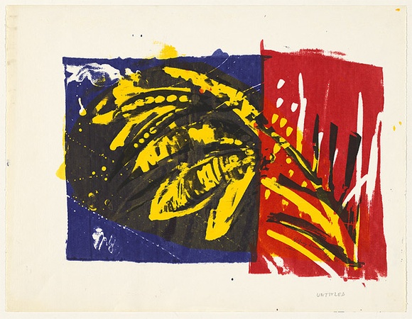 Artist: b'Grey-Smith, Guy' | Title: b'not titled' | Date: 1975 | Technique: b'woodcut, printed in colour, from three blocks'