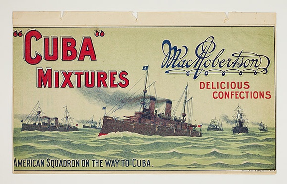 Artist: b'Burdett, Frank.' | Title: b'Label: MacRobertson Cuba mixtures: Delicious confections' | Date: (1913-18) | Technique: b'lithograph, printed in colour, from multiple stones [or plates]'