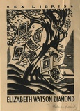 Artist: FEINT, Adrian | Title: Bookplate: Elizabeth Watson Diamond. | Date: (1938) | Technique: wood-engraving, printed in black ink, from one block | Copyright: Courtesy the Estate of Adrian Feint