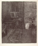 Artist: b'Harman, Julia.' | Title: b'not titled [workshop scene - marked 15-9]' | Date: 1990 | Technique: b'lithograph, printed in black ink, from one stone' | Copyright: b'\xc2\xa9 Julia Harman'