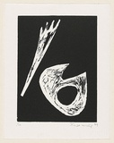 Artist: b'King, Inge.' | Title: b'not titled [two white forms]' | Date: 1999 | Technique: b'linocut, printed in black ink, from one block'