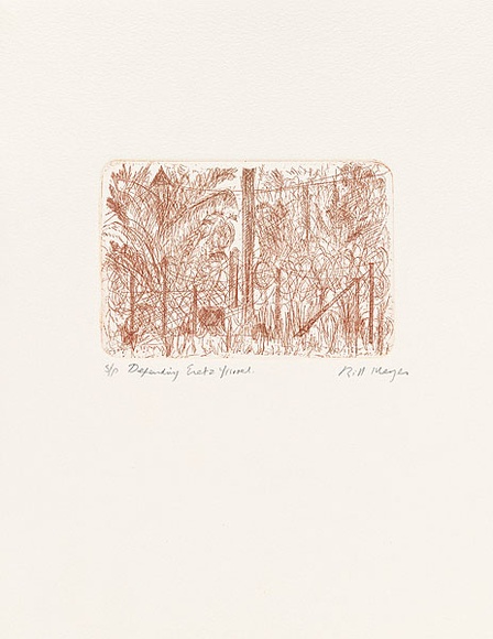 Artist: b'MEYER, Bill' | Title: b'Defending Eretz Yisroel' | Date: 1992 | Technique: b'line etching, printed in brown ink, from one zinc plate' | Copyright: b'\xc2\xa9 Bill Meyer'