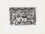 Artist: Thompson, Maureen. | Title: Early Days | Date: c.2001 | Technique: linocut, printed in black ink, from one block