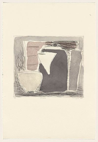 Title: b'Teapot' | Date: 1985 | Technique: b'drypoint, printed in black ink, from one perspex plate; additional hand-colouring'