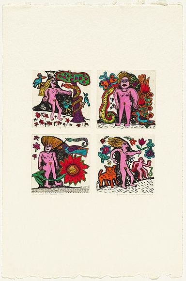 Artist: b'HANRAHAN, Barbara' | Title: b'Eve and the snake' | Date: 1989 | Technique: b'etching, printed in black ink with plate-tone, from four plates'