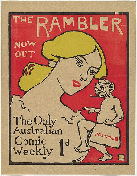 Artist: b'LINDSAY, Norman' | Title: b'The Rambler: The only Australian comic weekly.' | Date: 1899 | Technique: b'woodcut, printed in colour, from three blocks'